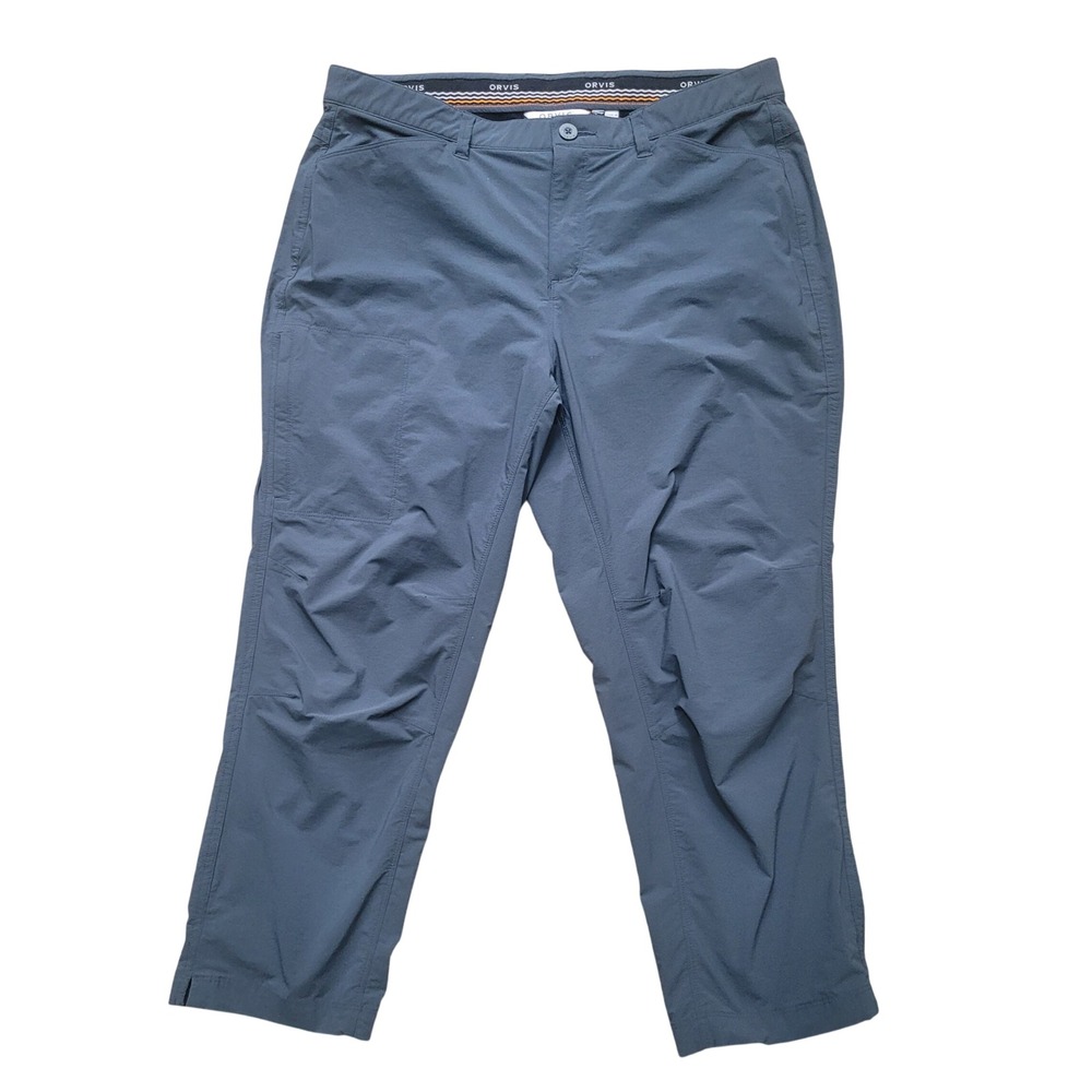 Orvis Mens Performance Hiking Travel Pants Slate Gray Blue Stretch Quick Dry